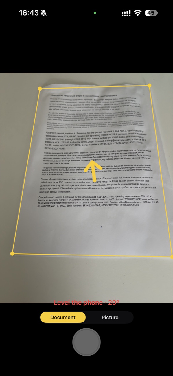 Hint to level the phone